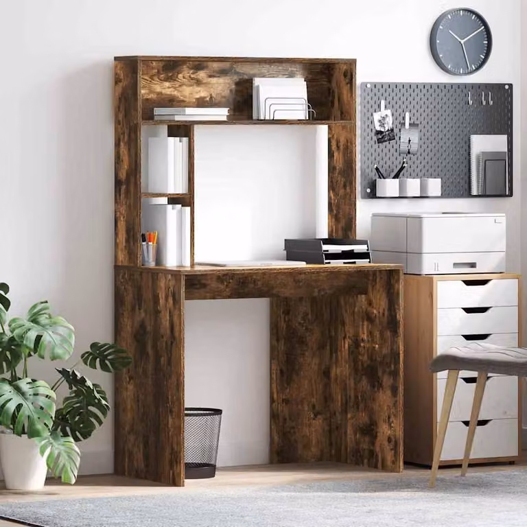 Maison Exclusive - Scrivania in legno impiallacciato noce, dimensioni 91 x 50 x 149 cm