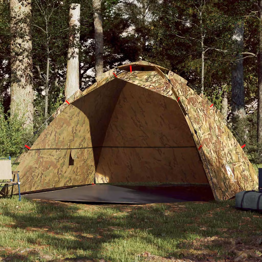 vidaXL Tenda da Pesca per 4 Persone a Rilascio Rapido, Verde Mimetica in Poliestere