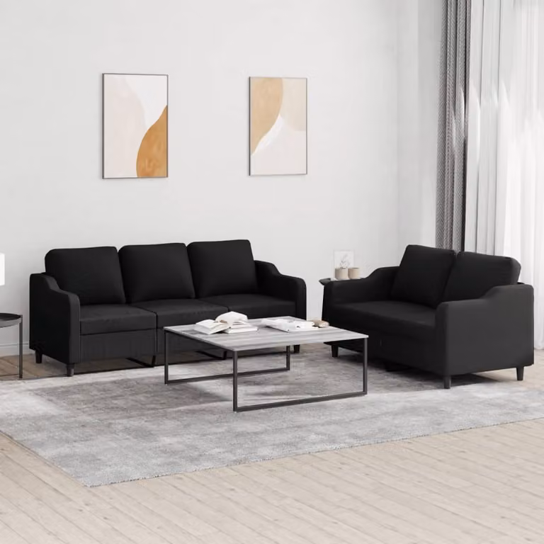 Maison Exclusive - Set divano a 2 posti con cuscini, tessuto nero