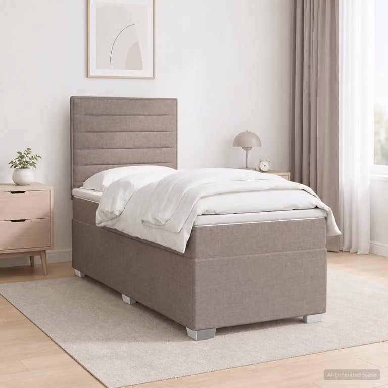 Letto box spring con materasso vidaXL in tessuto Tortora L: 80 cm, P: 200 cm