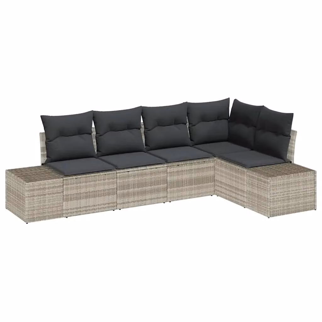 Set da giardino a forma di L vidaXL con sedute grigie e struttura in metallo e legno di acacia