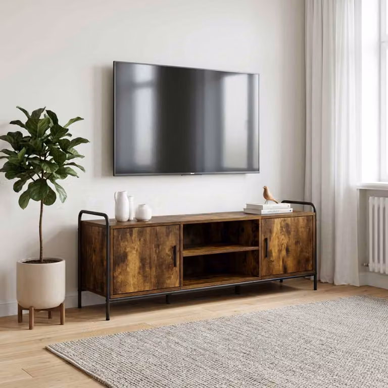 Mobile TV vidaXL in Rovere Fumo, L 133 x P 33 x H 50 cm