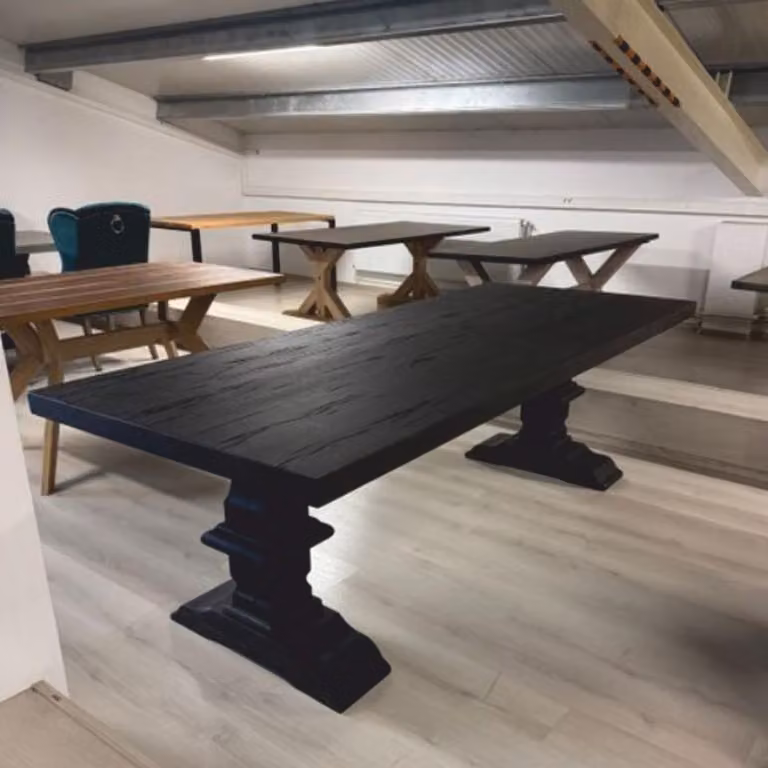 Casa Padrino Tavolo da pranzo in stile rustico Nero 240 cm - Mobili rustici per sala da pranzo