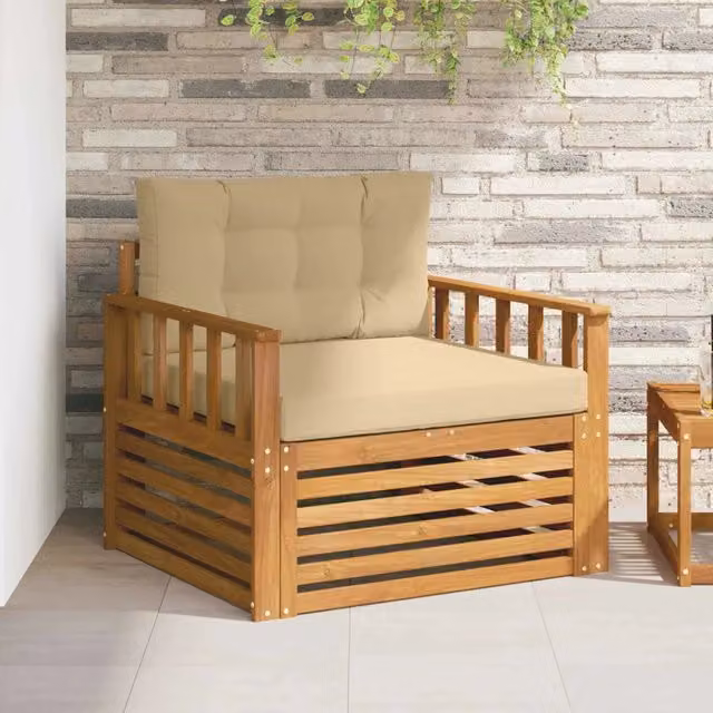 Divano da esterno moderno vidaXL in legno di acacia massello con cuscini beige e marrone