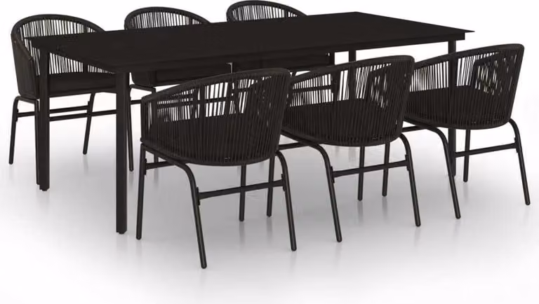 Set da Pranzo da Giardino 7 pz Nero