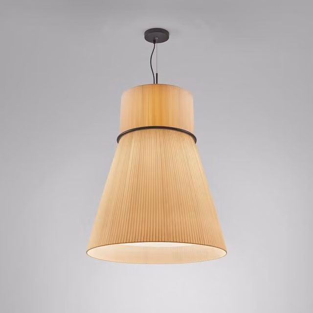 Lampada a sospensione Bover Folie beige con design moderno a cono e tecnologia LED