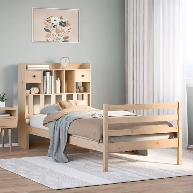Letto Libreria VIDAXL in Legno di Pino Rustico Marrone con Cassetti L/P/H: 228.5 x 106.0 x 151.0 cm