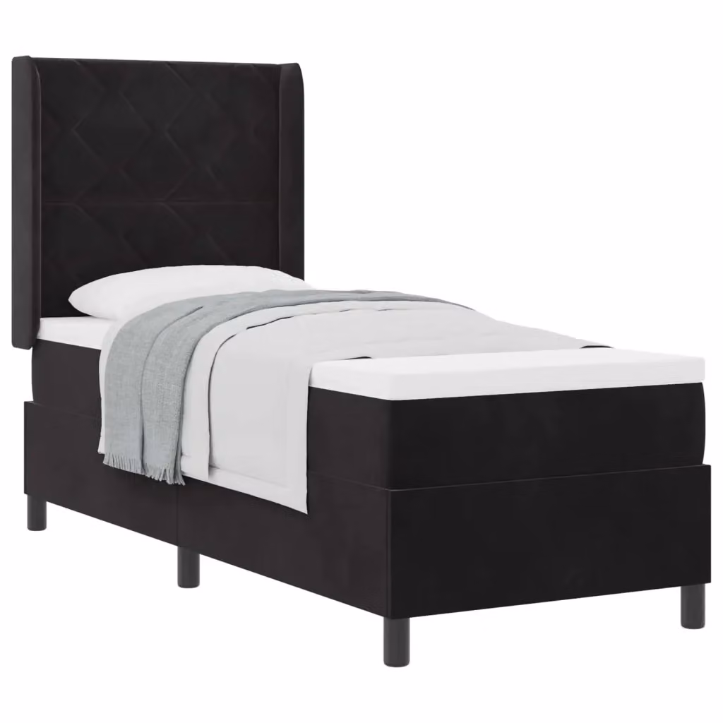Letto a molle con testiera vidaXL in velluto nero L 80 x P 200 cm – 2