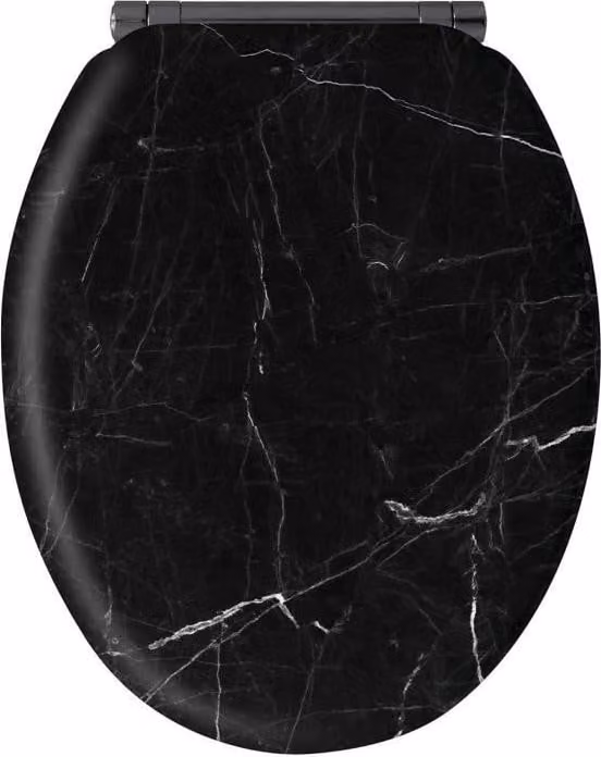 Sedile WC, marmo nero MDF chiusura ammortizzata, rimovibile, cerniere in metallo spazzolato grafite