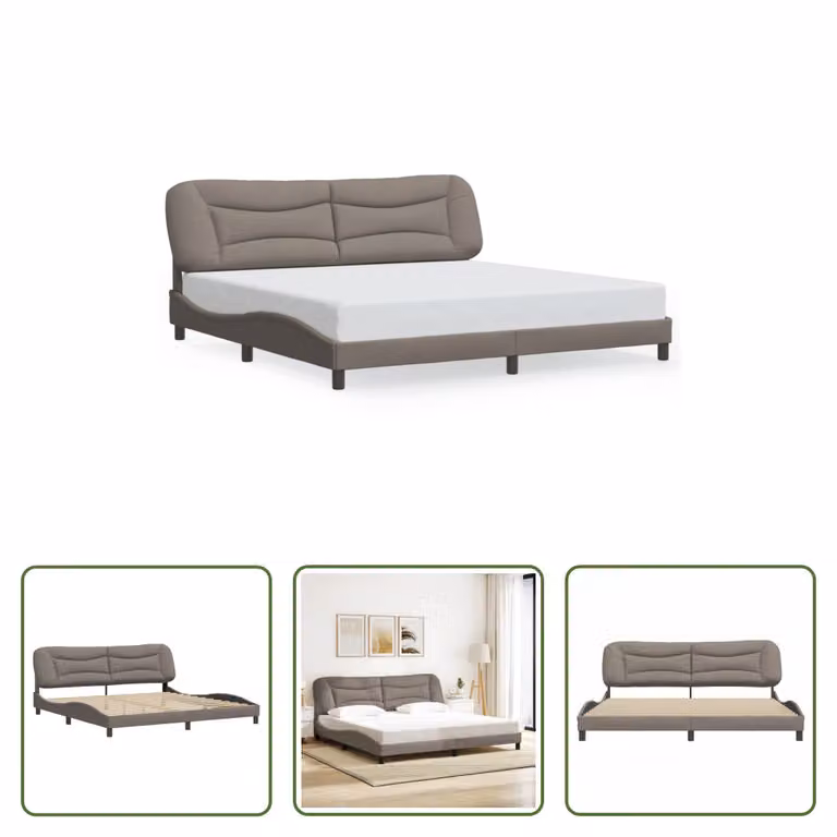 The Living Store Struttura letto con testiera Taupe 200x200 cm in tessuto