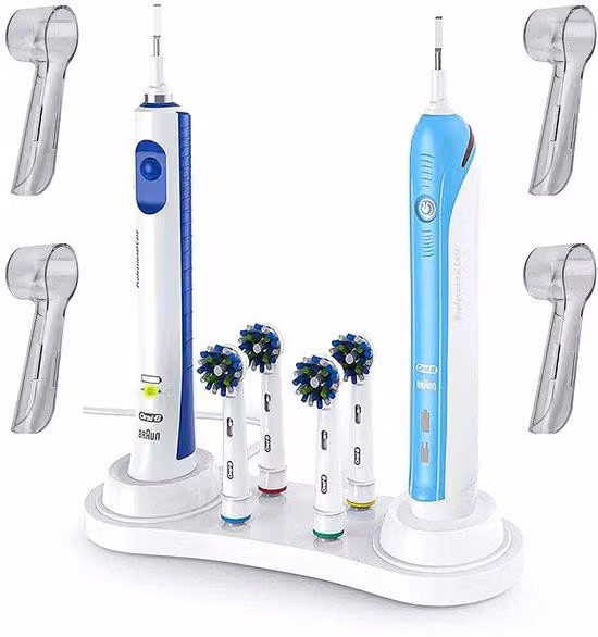 Supporti elettrici per la pulizia dei denti - Supporti per la pulizia dei denti - Supporti elettrici per la pulizia dei denti - Supporti per la pulizia dei denti - Supporti elettrici per la pulizia dei denti - Bianco - Compatibile con 4 spazzole - Cappucc