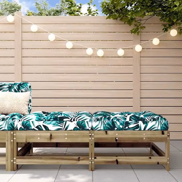 Sedia da giardino-Poggiapiedi Giardino con Cuscini 2pz Legno Impregnato di Pino 458539