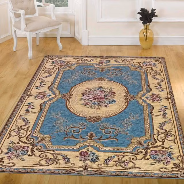 Tappeto Aubusson Pierre Tappeti Azzurro in Ciniglia Lavabile e Antiscivolo L: 200 cm, P: 280 cm