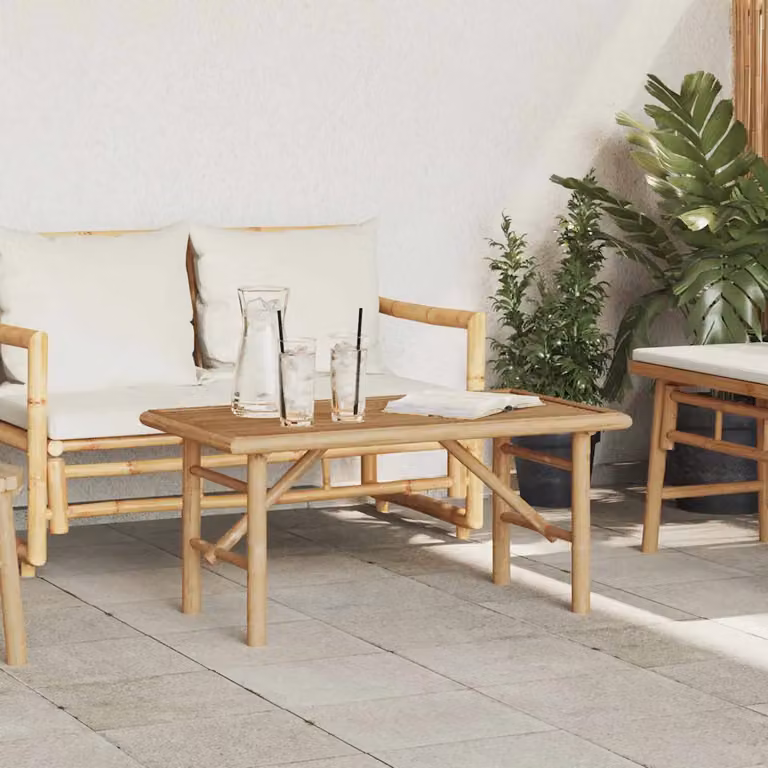 vidaXL Tavolino da salotto moderno in bambù marrone L: 90 cm, P: 50 cm, H: 43 cm