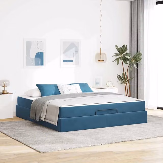 Struttura letto con materasso 2 pz Blu Velluto 3399580