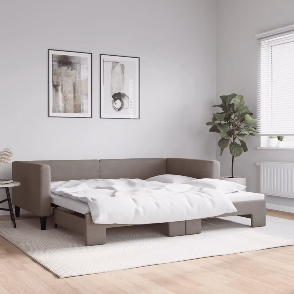 Maison Exclusive - Divano letto estraibile color taupe 100x200 cm in tessuto