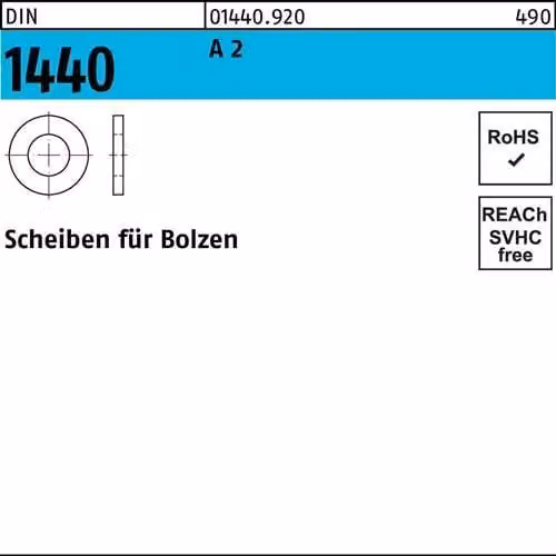 Rondelle Reyher per bulloni DIN 1440 A 2 6 A 2 014409200060000 (500 pezzi)