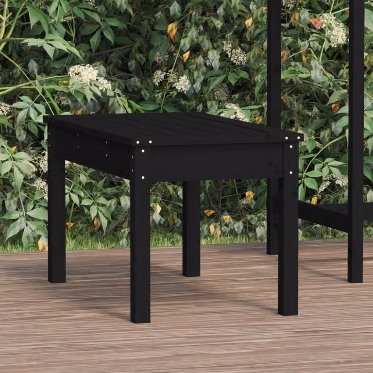 The Living Store Panca da giardino nera 80x44x45 cm in legno di pino massiccio