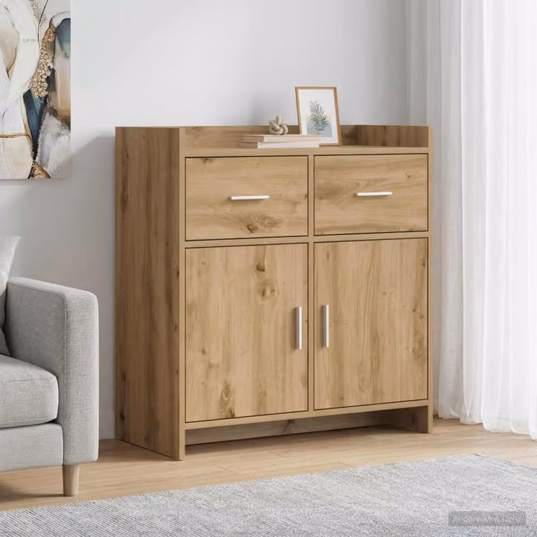 Credenza moderna vidaXL in rovere e metallo, colore marrone, L 75 x P 36 x H 80 cm