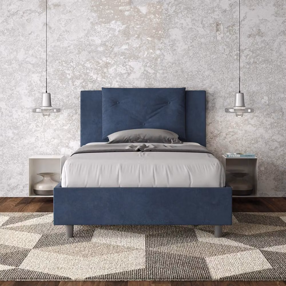 Letto Singolo con Contenitore a Alzata GIORDANOSHOP Blu L/P/H: 80 x 190 cm – 2