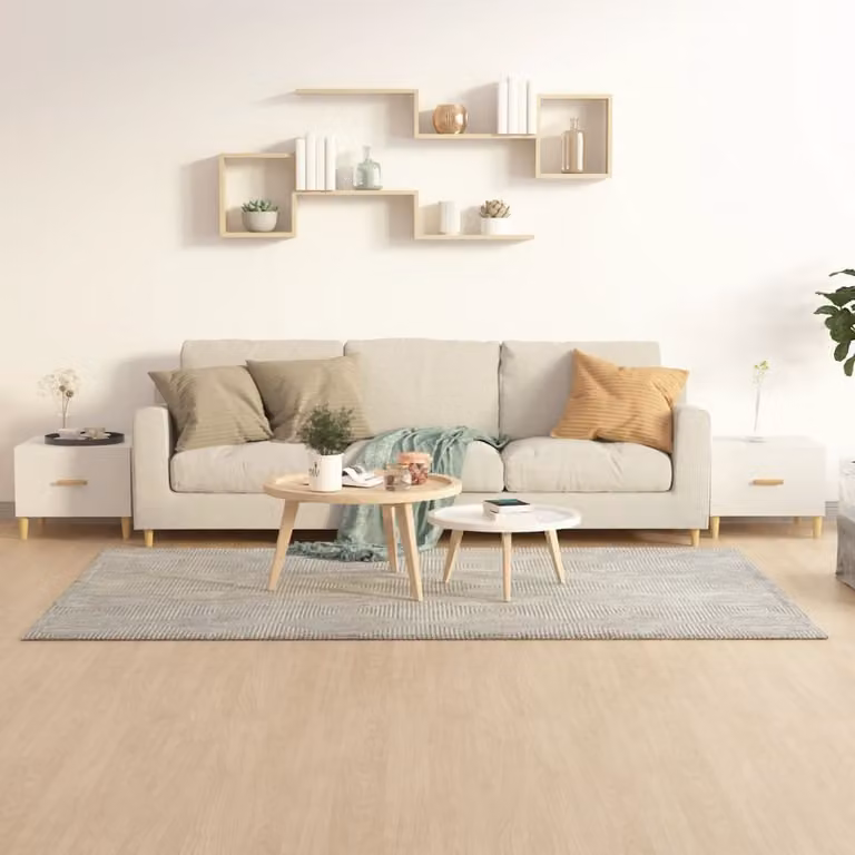 The Living Store Tavolini 2 pz. Bianco lucido 50x50x40 cm Materiale a base di legno