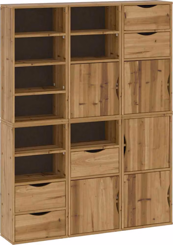 Armadietti Laterali 6 pz ODDA 40x24x79 cm Legno Massello Pino