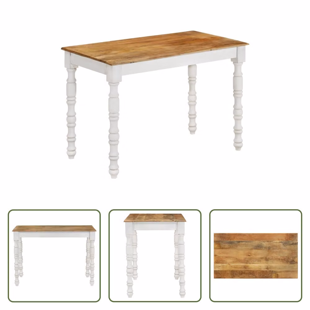 The Living Store Tavolo da pranzo 110x60x76 cm in legno massiccio di mango