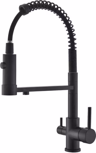 Kraan da bagno con rubinetto estensibile, 3 vie, rubinetto da cucina estensibile, rubinetto da lavandino con 2 posizioni da doccia, 3 vie (nero)