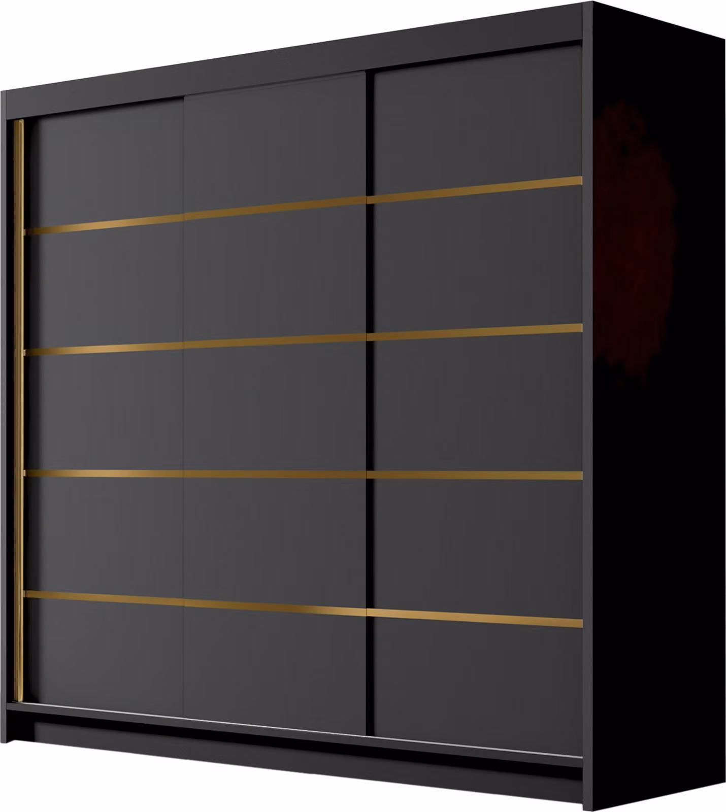 MIRJAN24 Armadio a porte scorrevoli Evo VII, armadio con asta appendiabiti, con tre ante scorrevoli, guardaroba (colore: nero)