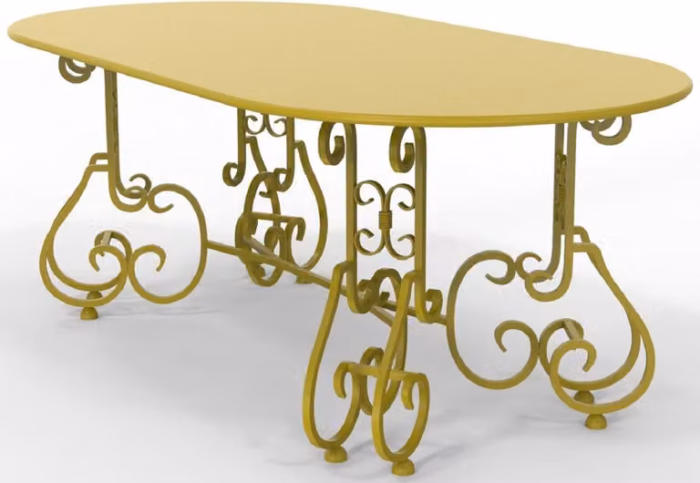 Casa Padrino Tavolo da giardino in stile liberty 200 x 100 x H. 73,5 cm - Vari colori - Tavolo ovale in ferro battuto per giardino e patio - Mobili da giardino e patio in ferro battuto in stile liberty
