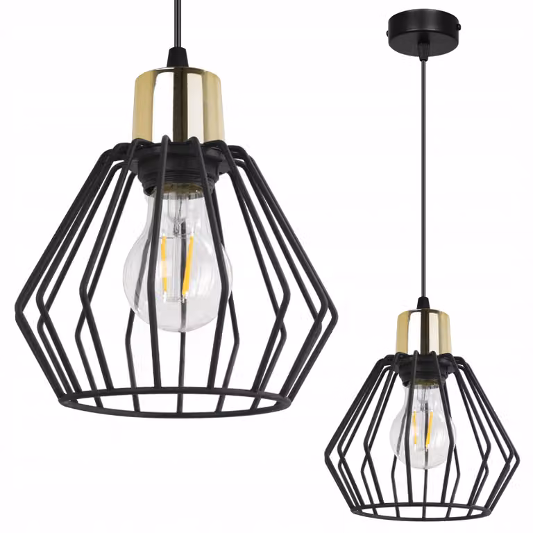 Lampada a sospensione, lampadario da soffitto, paralume in filo metallico, LED