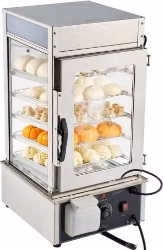 VEVOR Espositore Scaldavivande Commerciale Elettrico a 5 Ripiani in Acciaio Inossidabile Argento con Luce LED da 1200 W e Capacità 120 L
