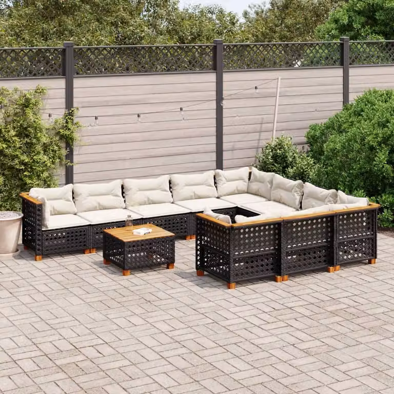 Maison Exclusive - Set da giardino 11 pezzi con cuscini in poly rattan nero