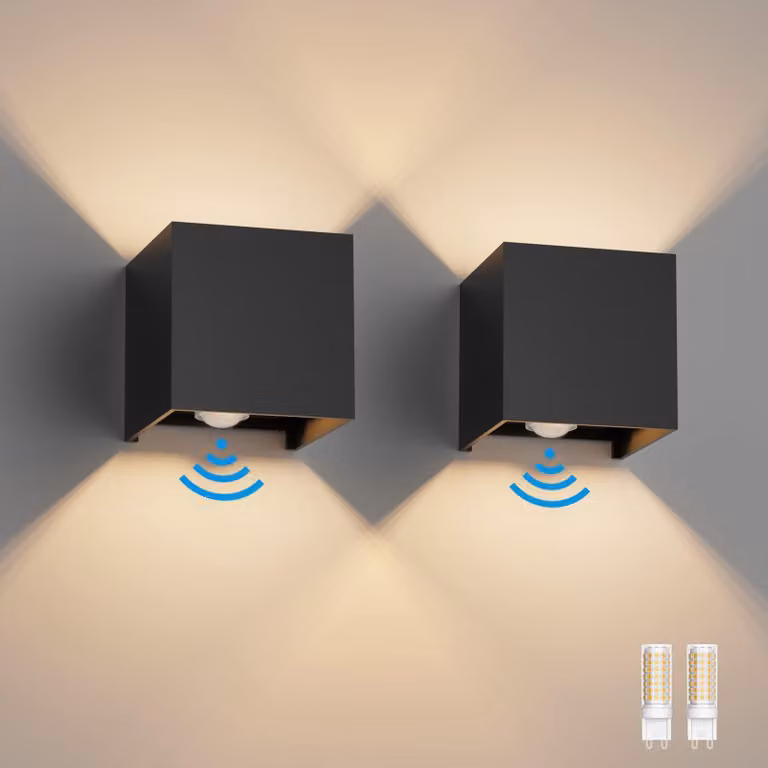 Lampada da parete con sensore di movimento, grado di protezione IP54, attacco G9, set da 2
