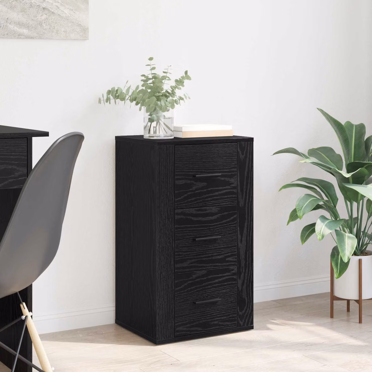 Credenza moderna vidaXL in MDF nero lucido L/P/H: 40 x 33 x 70 cm