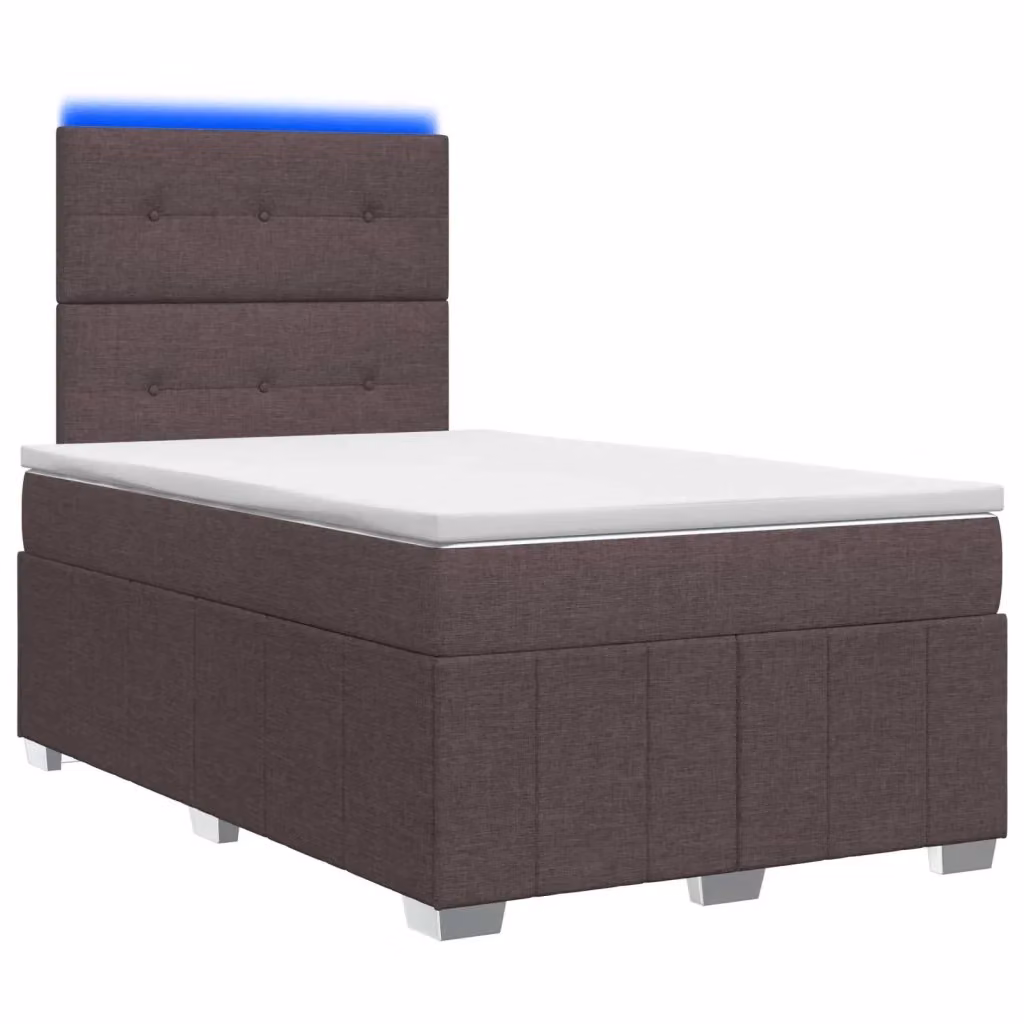 Letto Box Spring vidaXL con Materasso a Molle Insacchettate e Illuminazione LED, Colore Marrone e Bianco, L/P: 120 x 200 cm – 2