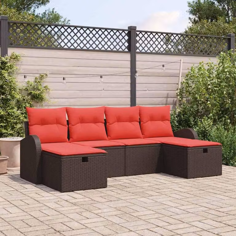 Maison Exclusive - Set da giardino con divano a 6 posti, color marrone, in rattan sintetico