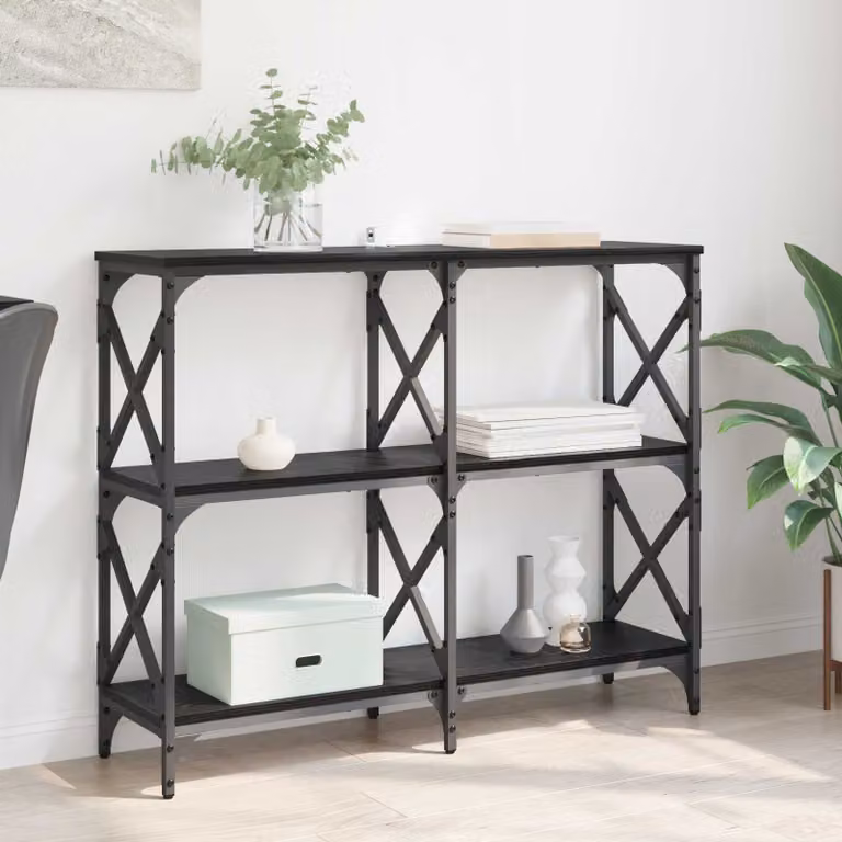 vidaXL Tavolo consolle moderno in rovere nero L/P/H: 100 x 28 x 80,5 cm