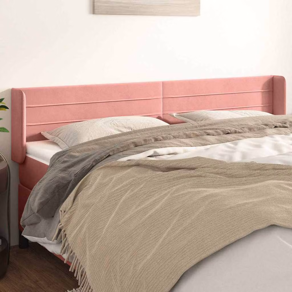 Testiera ad orecchio vidaXL in velluto rosa con struttura imbottita L: 183 cm, P: 16 cm, H: 78-88 cm