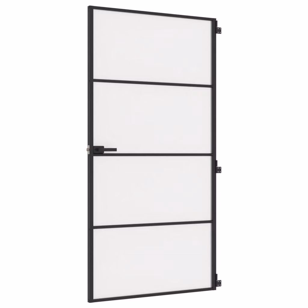 Porta Interni Sottile Nera 102,5x201,5Vetro Temperato Alluminio