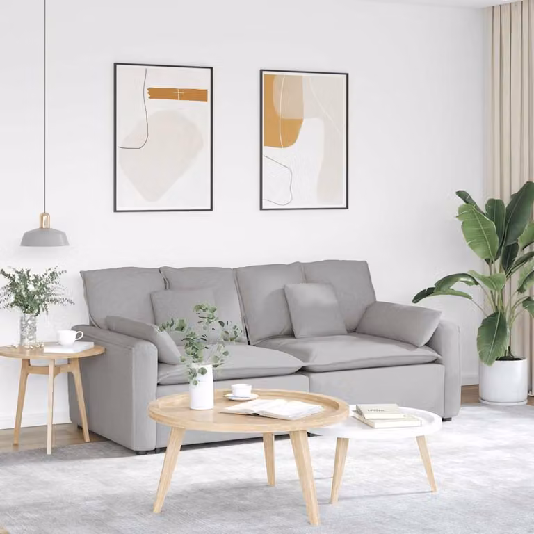 vidaXL Divano Modulare Moderno con Cuscini in Tessuto Grigio con Struttura in Metallo e Legno