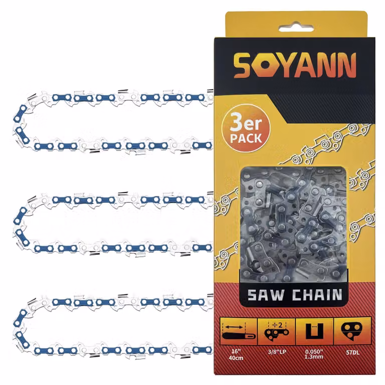 3 catene per motosega, lunghezza 40 cm, passo 57, spessore 1,3 mm, passo 3/8"LP