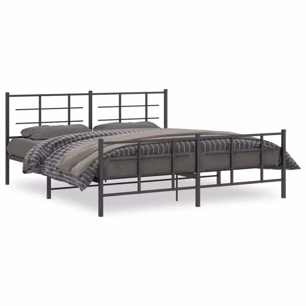 Giroletto con testiera e pediera in metallo nero vidaXL L: 187 cm, P: 219 cm, H: 90 cm – 2