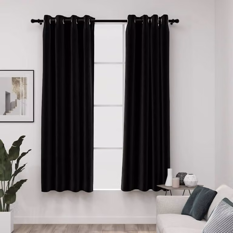 Set di 2 tende oscuranti vidaXL effetto lino color antracite, L: 140 cm, H: 175 cm