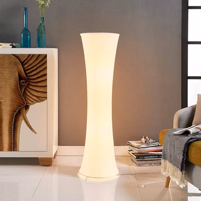 Lampada da terra Liana Lindby, Bianco / Opale, Soggiorno / Sala da pranzo, Tessuto / Stoffa / Seta, Moderno, Lampada da terra