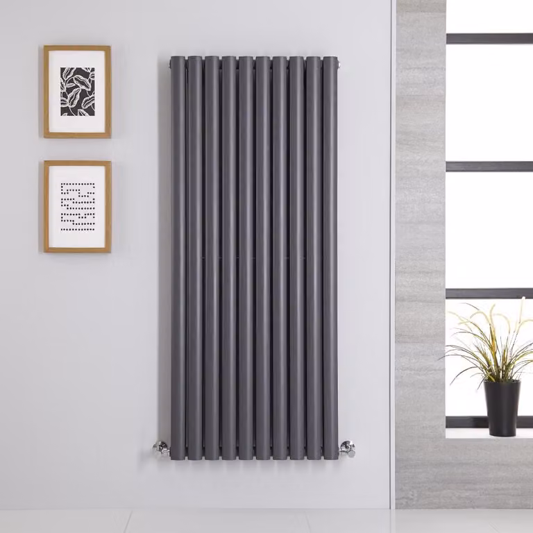 Radiatore Doppio Verticale di Design Antracite - 1400 x 590mm - 1370W - Revive