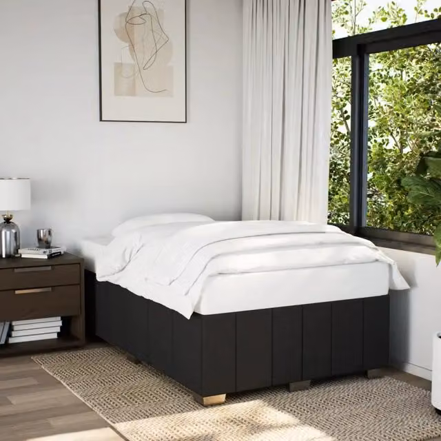 Giroletto vidaXL in tessuto nero con doghe in legno L/P: 120 x 190 cm