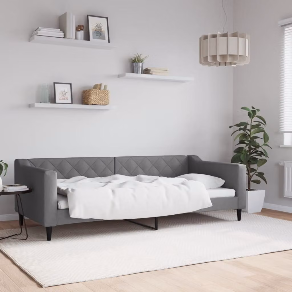 Maison Exclusive - Letto a giorno, colore grigio scuro, 90x200 cm, tessuto