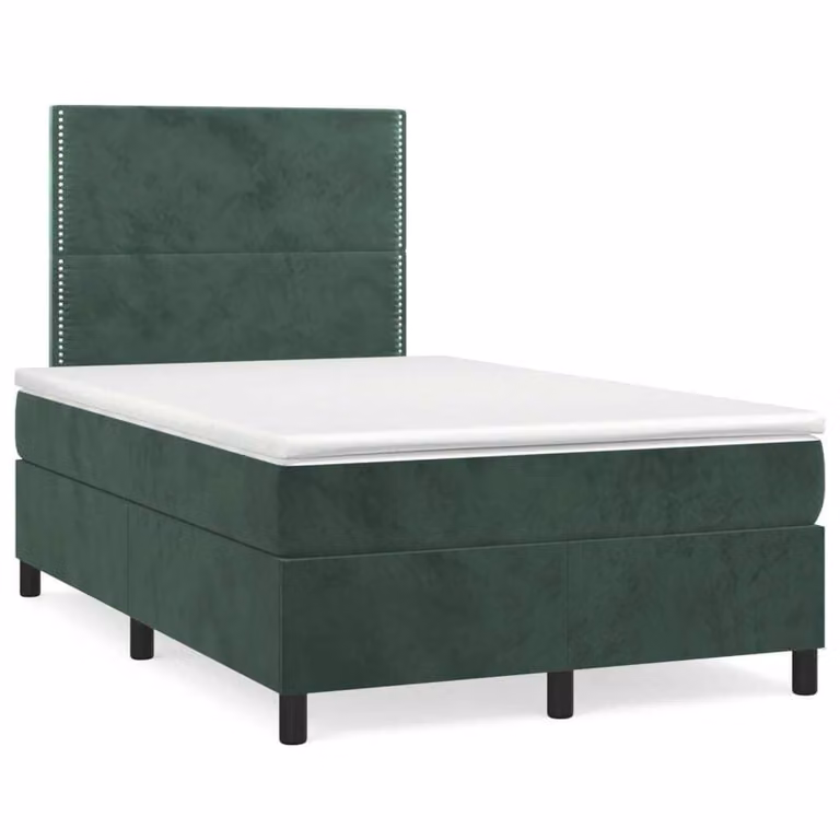 Giroletto a Molle con Materasso Verde Scuro 120x200 cm Velluto