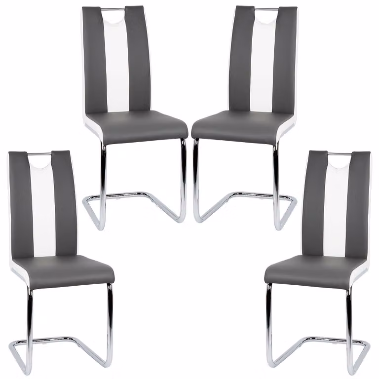Sedia da pranzo - Set da 4 - Set di sedie da pranzo - Sedie di design - Sedie in ecopelle - Sedie senza braccioli